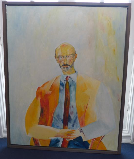 § John Bellany (1942-2013) Portrait of Richard Morphet, 1985, 60 x 48in.